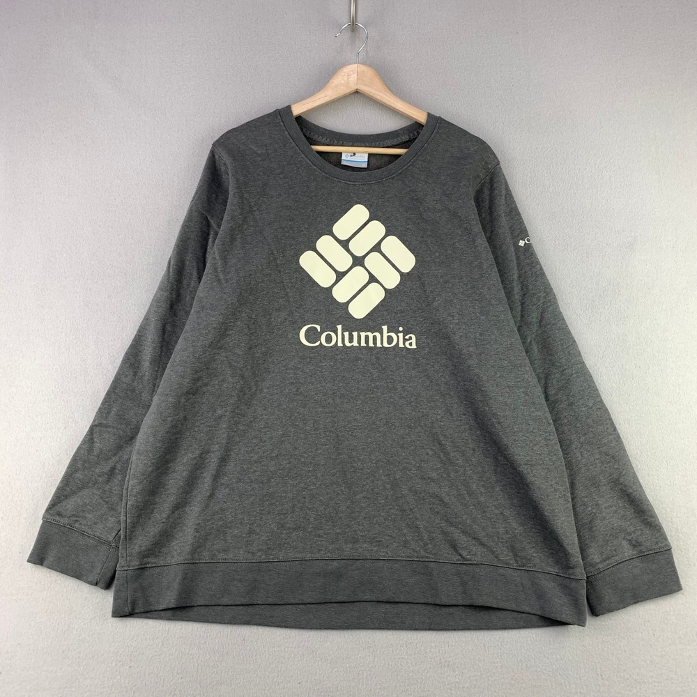 Columbia Trek Graphic Crew Sweatshirt Womens 1X Grey Soft Fleece Pullover Logo